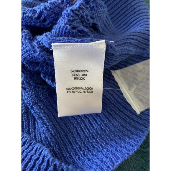 Jaclyn Smith Women Sweater XXL Blue Pullover Open Knit Lightweight Beach Coastal - Picture 5 of 8